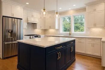 Luxury home kitchen cabinet transformation in Somerset Bellevue with elegant white cabinets