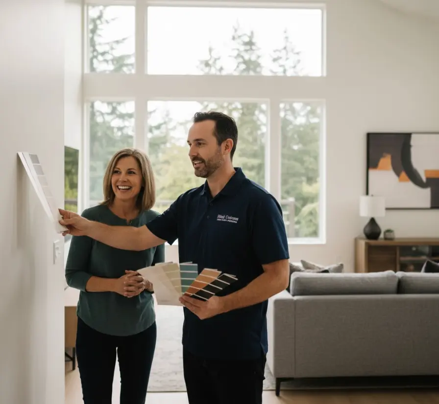 Interior painting color consultation with Bellevue homeowner