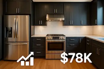 Dramatic kitchen cabinet transformation for tech executive in Bellevue showing modern gray cabinets