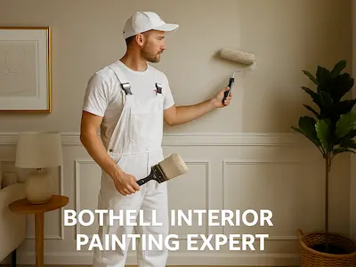 Professional interior painter working on Bothell home with attention to detail and quality craftsmanship