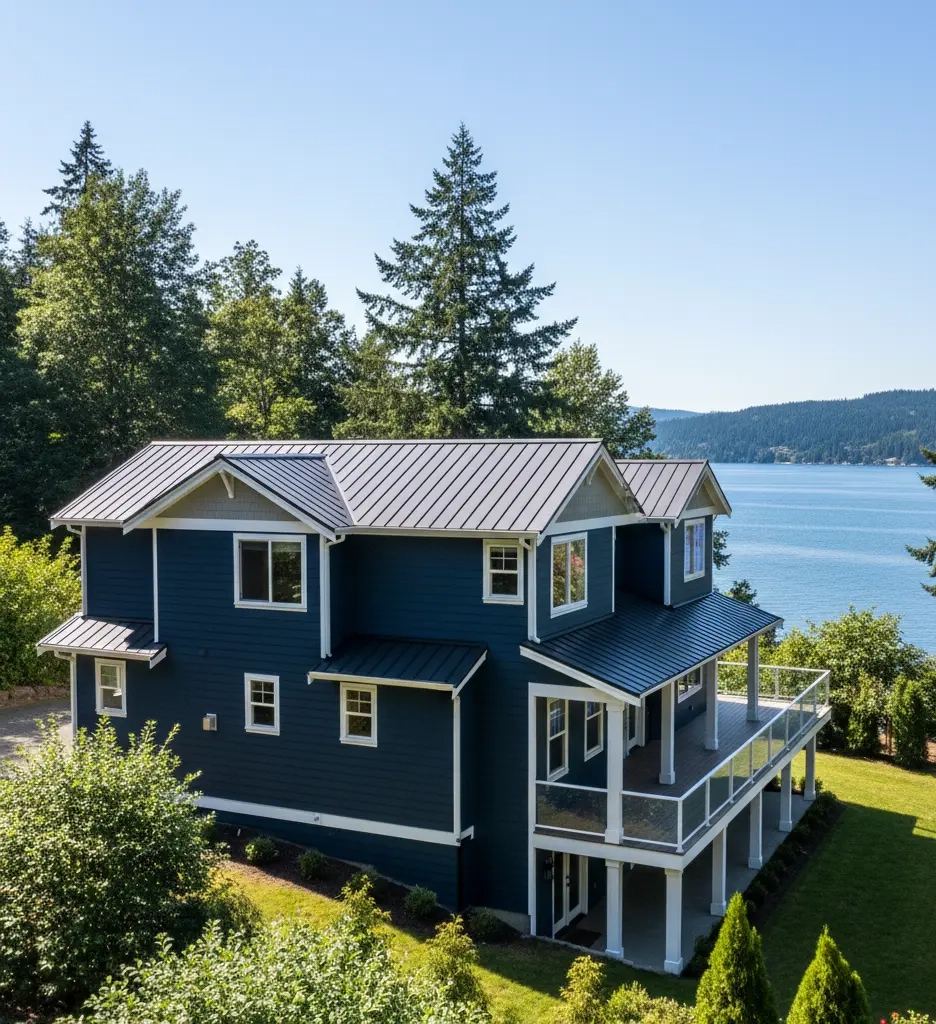Lakefront home painting in Bothell with specialized moisture-resistant systems