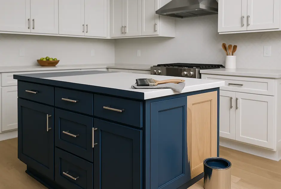 Kitchen cabinet painting and refinishing transformation