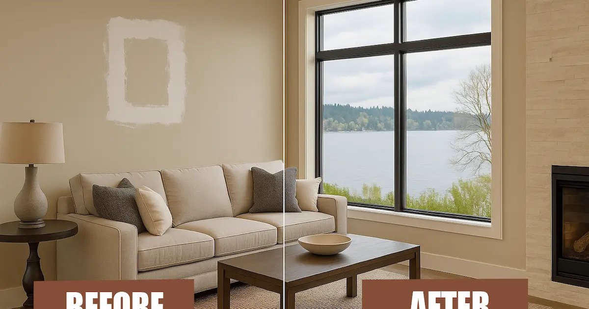Professional drywall repair and painting services in Sammamish showing before and after wall restoration with seamless finish