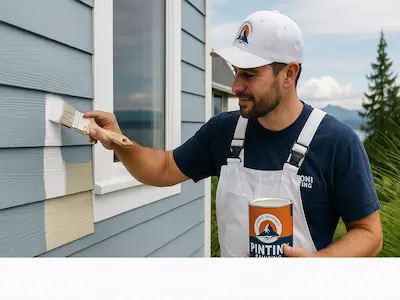 Antonio Pizoni working on Edmonds coastal home with specialized salt-resistant painting techniques