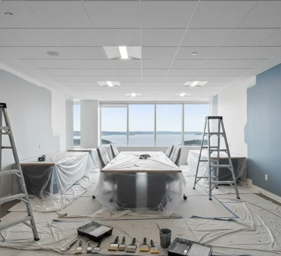 Commercial office painting in Edmonds professional building showing modern workspace