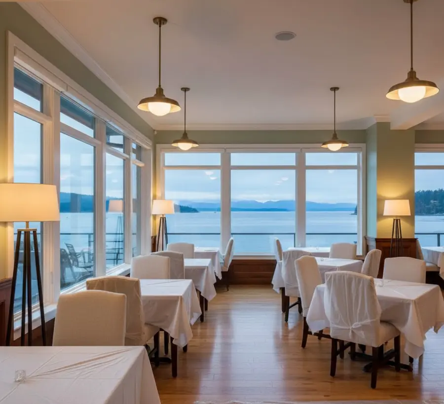 Waterfront restaurant painting in Edmonds showing professional finish