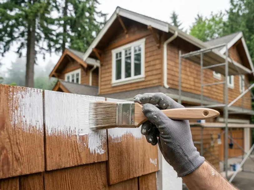 Exterior painting on cedar-sided home in Everett WA — Pizoni Painting