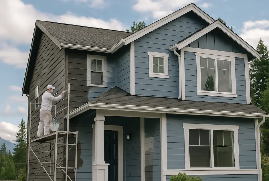 Expert exterior house painting service with weather protection