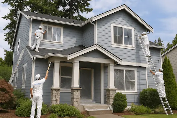 Professional exterior house painting project in Kirkland showing beautiful transformation