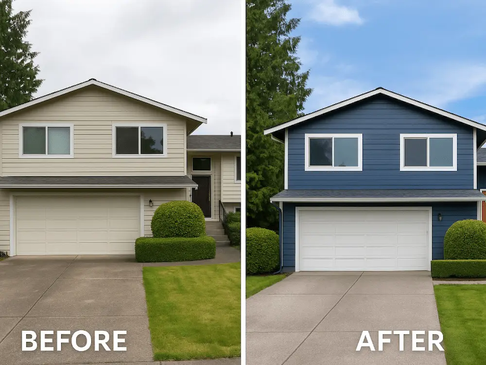 House exterior transformation before and after painting in Edmonds