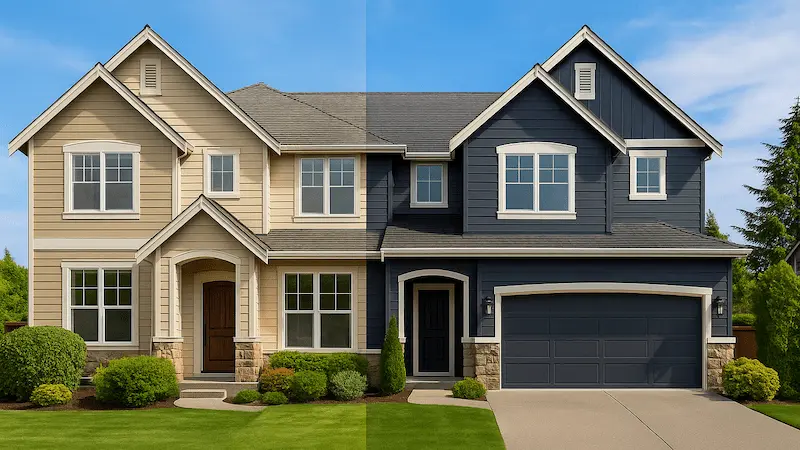 Professional house painting project in Bellevue showing exterior painting transformation of luxury home