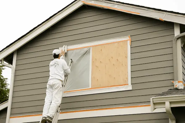 Professional exterior painting preparation work in Kirkland