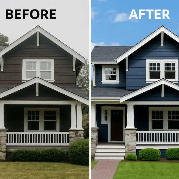 Before and after transformation of craftsman home in Kirkland