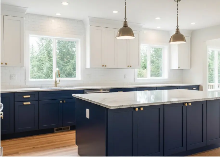 Completed kitchen cabinet painting project in Redmond home
