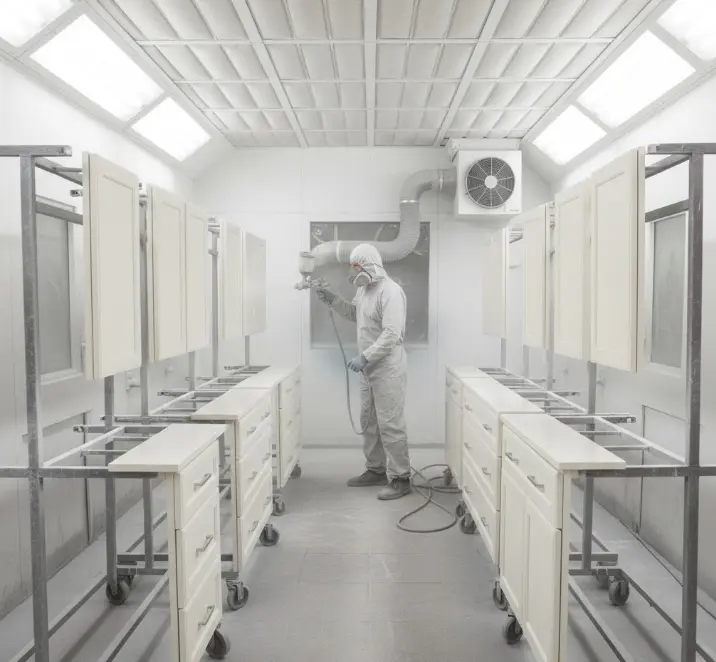 Cabinet painting process in a Snohomish farmhouse kitchen