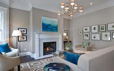 Living room painting project in Shoreline with contemporary color scheme