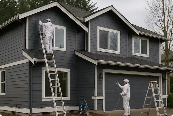 Professional fiber cement siding painting in Mill Creek with proper acrylic latex materials