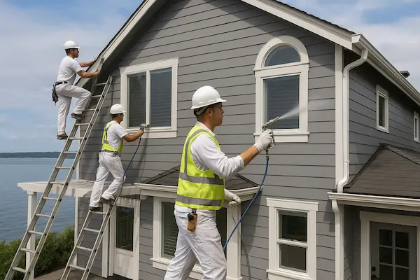 Professional painting contractors in Shoreline WA showing coastal-appropriate techniques and materials