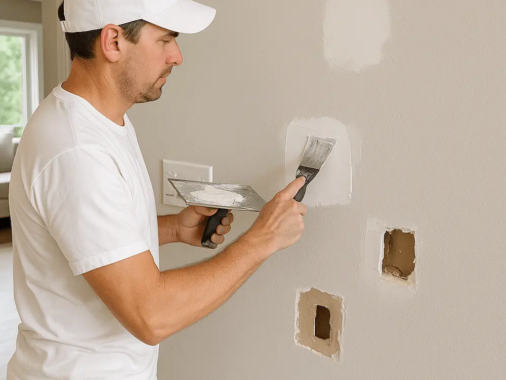 Professional wall repair process in Kirkland showing expert techniques and tools