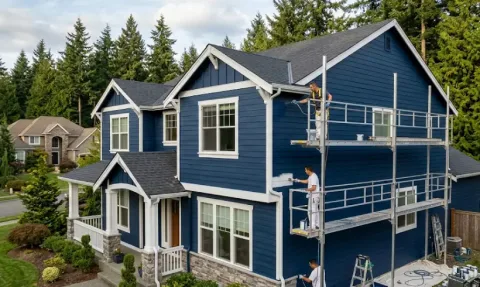 Bear Creek Redmond WA painting contractor — large two-story home with fiber cement siding