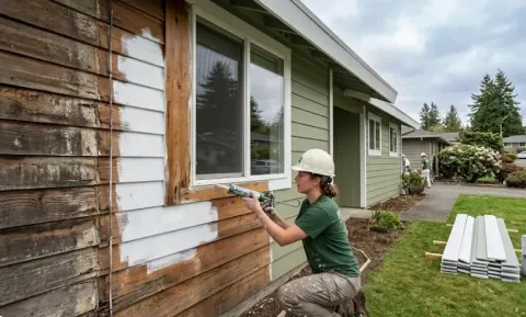Education Hill Redmond exterior painting — licensed contractor repainting 1970s wood siding home