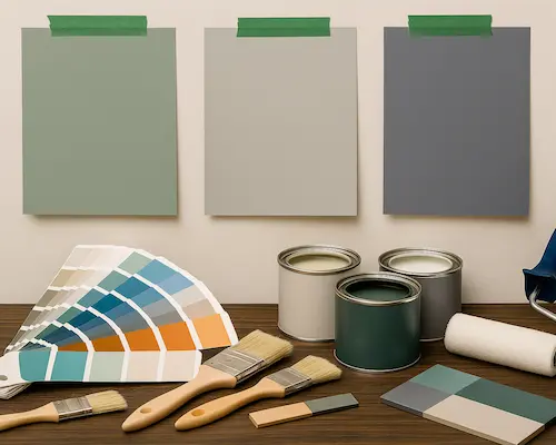 Professional color consultation for Redmond smart home showing advanced lighting and paint color integration