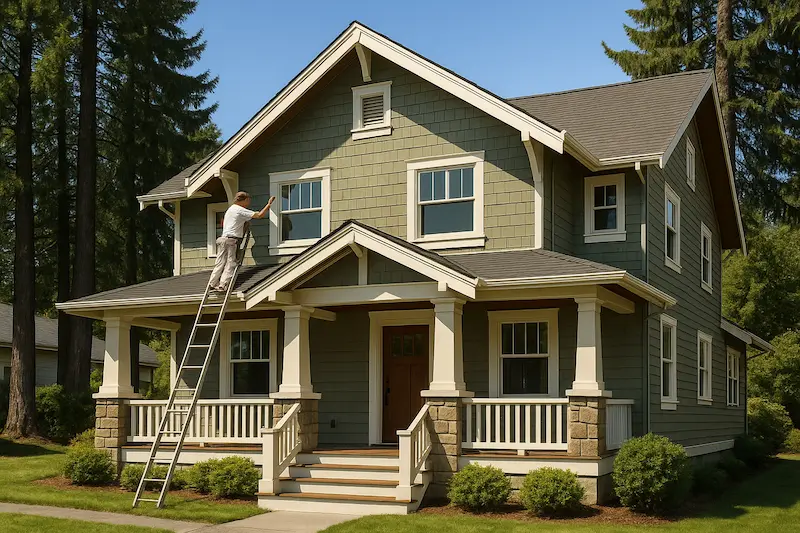 Premium residential painting project in Snohomish showing beautiful craftsman home with expert exterior paint application