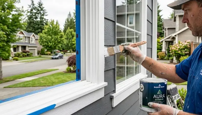 Exterior painting on a Sammamish plateau home — fresh siding and trim on a craftsman style house