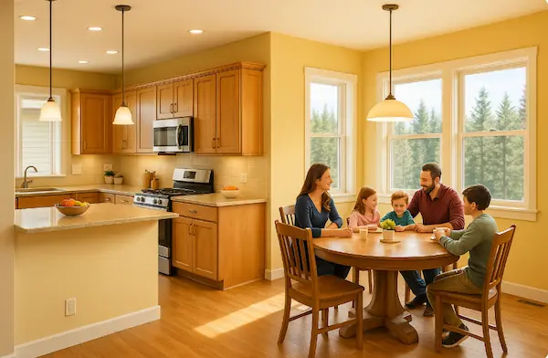 Kitchen transformation in Sammamish with warm colors for family comfort