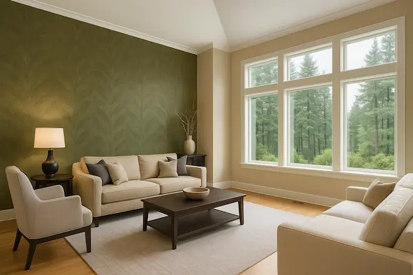 Elegant living room in Sammamish with natural colors and modern design