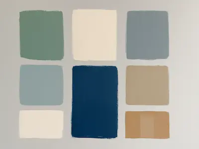 Color psychology testing board for Seattle interior painting showing multiple color samples