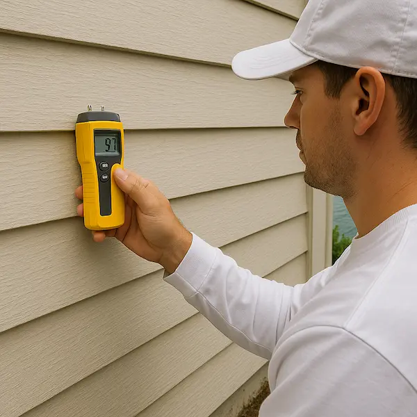 Professional moisture assessment process in Shoreline WA using moisture meters to detect hidden problems before painting