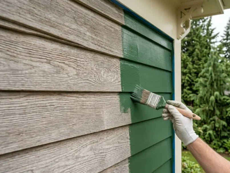 Cedar siding being painted on a Snohomish WA home — proper oil prime and finish coat process