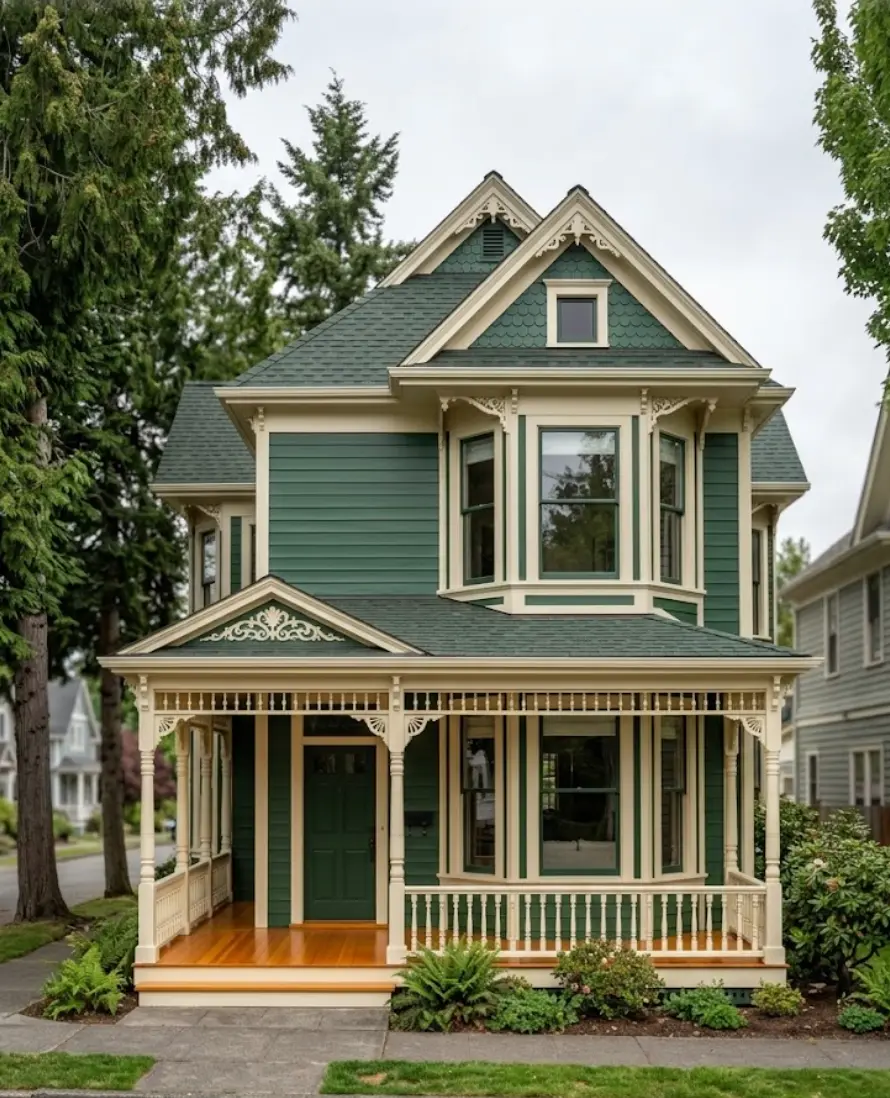 Historic Victorian exterior being painted in Snohomish WA Historic District — EPA RRP certified crew