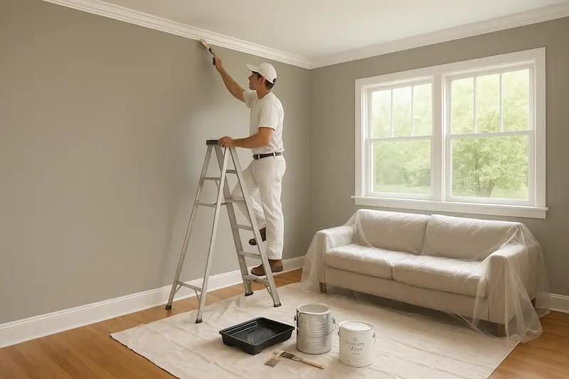 Professional interior painting process in Snohomish home showing attention to detail