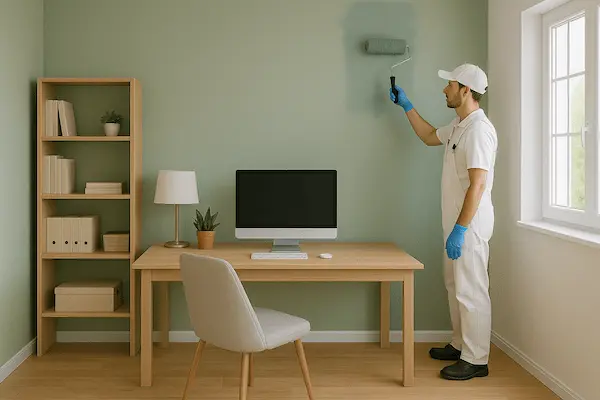 Professional home office wall painting in Kirkland with focus-enhancing colors